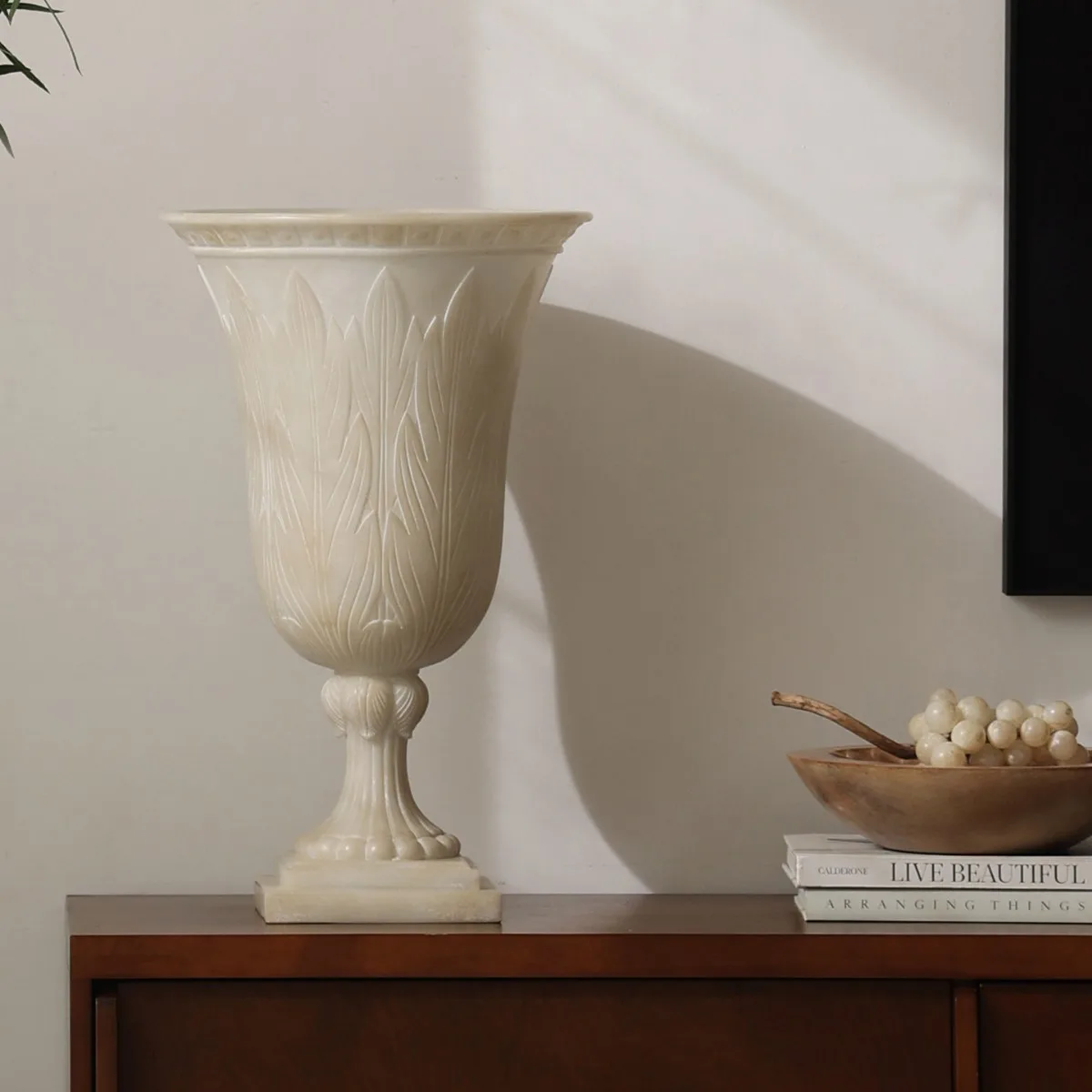 Medieval Imitation Jade Old Large Diameter Vase Niche Art Flower Ware Restaurant Hotel Tabletop Ornament Flower Ware