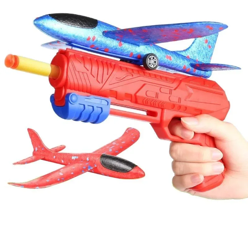 لعبة أطفال رائعة، مسدس طائرة شراعية من الفوم للأولاد في الهواء الطلق، إطلاق بلمسة واحدة، ألعاب رياضية على شكل فقاعات الطائرة من الصين #5
