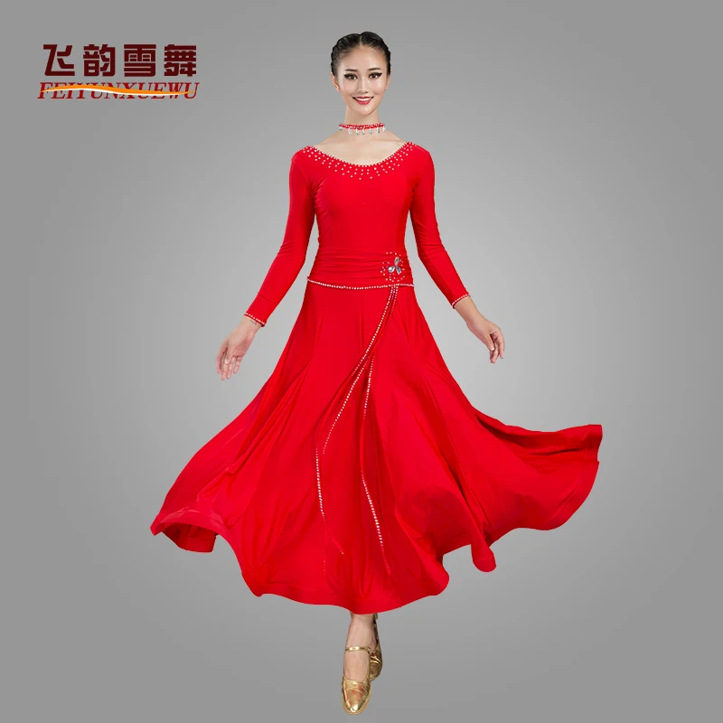 

New Modern Dance Dress Adult Waltz Large Swing Performance Dress National Standard Dance Practice Dress 076