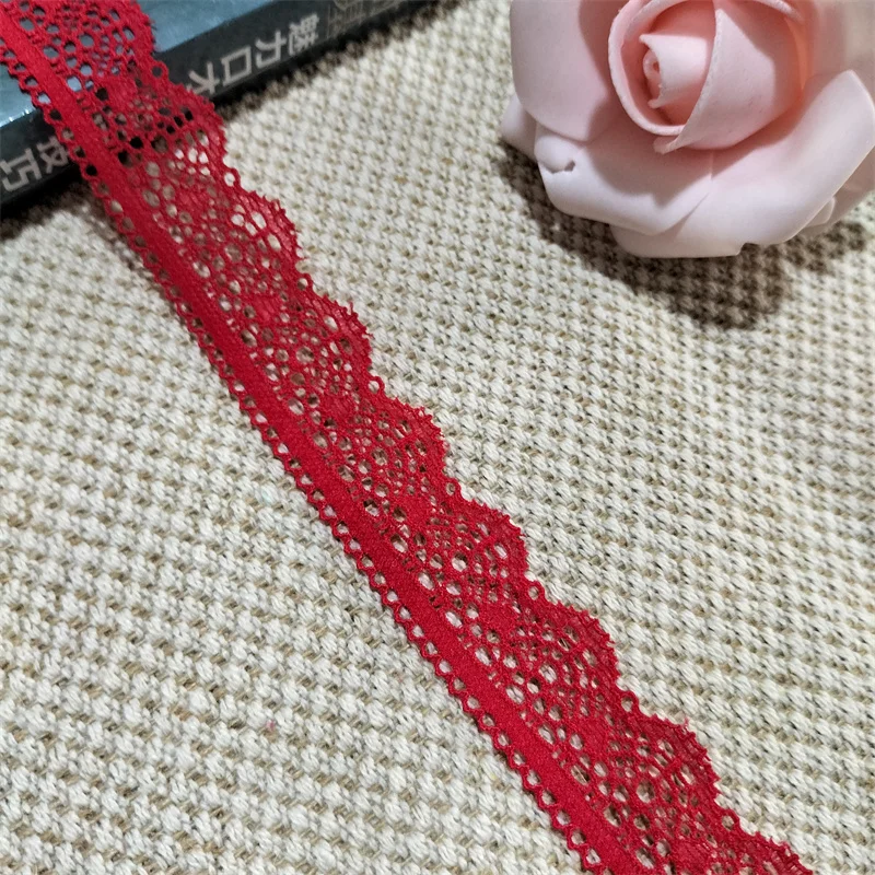 s2024 2.5cm red elastic and soft lace trim