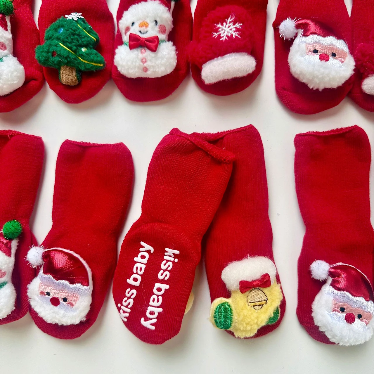 Cartoon Christmas Character Socks Winter Warm Baby Plush Sock Cute Elk Tree Snowman Anti-Slip Floor Socks Kids Xmas Footwear 0-1