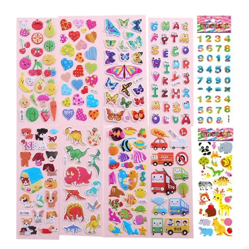 4XBD Reusable 3D Sticker Set for Primary School Self-Adhesive Stickers