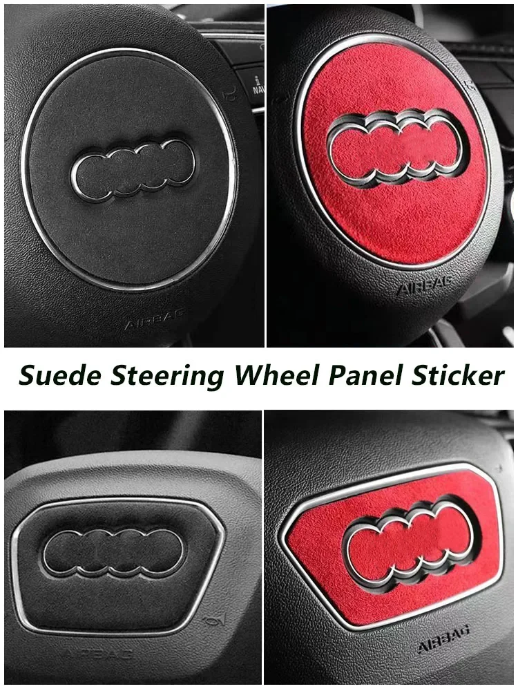 Suede Steering Wheel Panel Sticker for Audi A4 B8 B7 B9 A6 C7 A3 8P 8V A8 A5 S7 S8 Q3 Q5 S3 SQ5 Interior Decoration Accessories