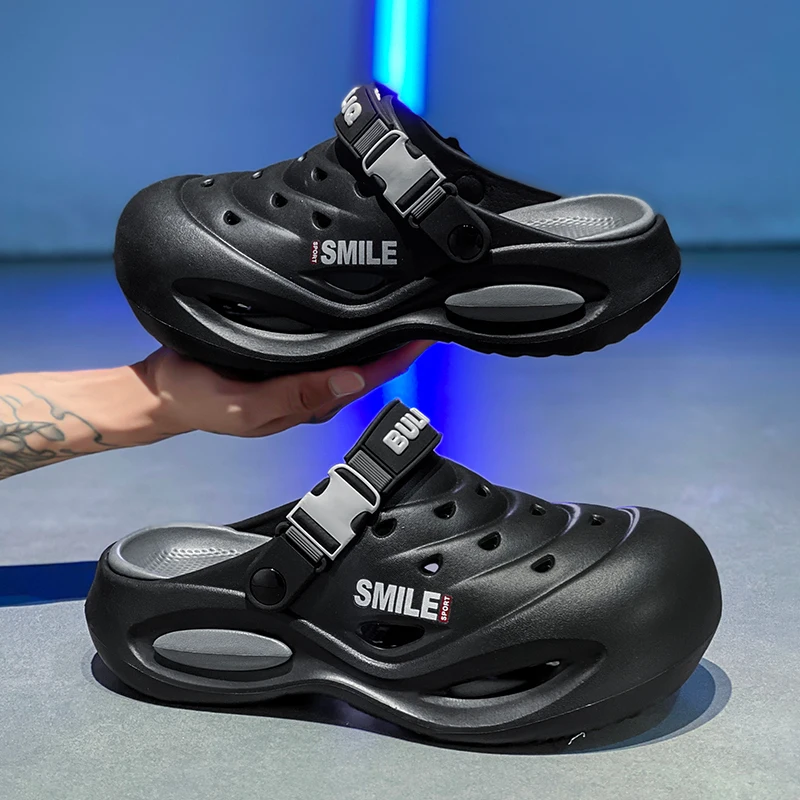 

Новые нескользящие тапочки, летняя дышащая износостойкая пляжная обувь, уличные повседневные сандалии без шнуровки для мужчин, легкие и удобные