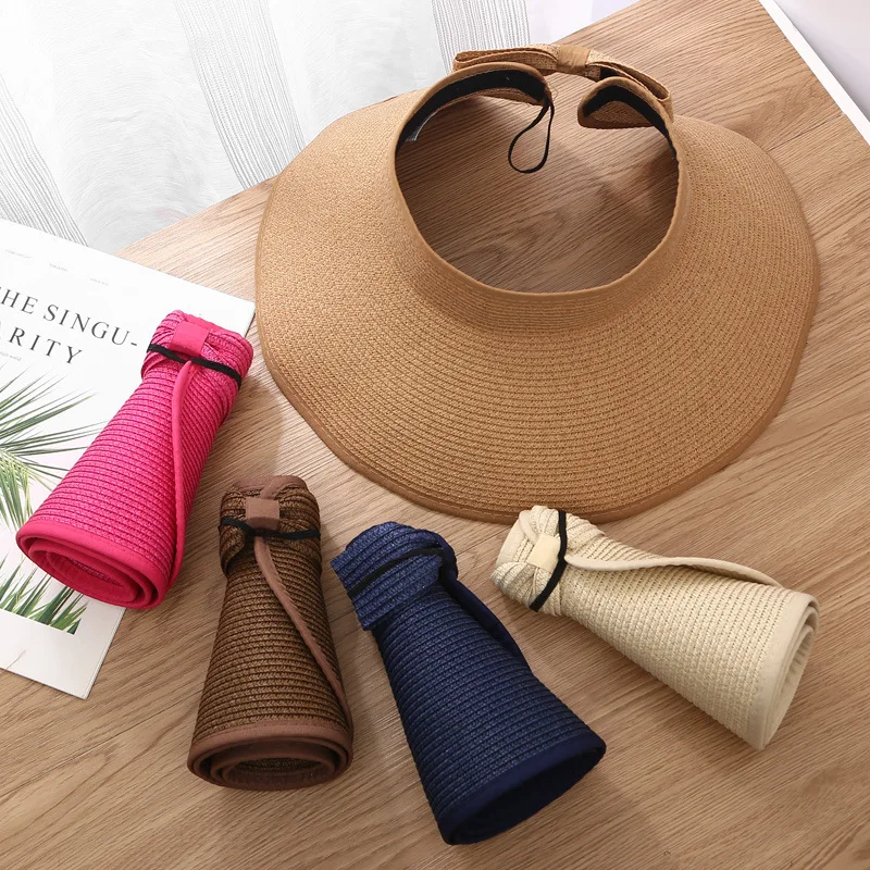 

Summer Hats For Women Sun Hat Empty Top Foldable Portable Outdoor Sunshade Beach Accessories Sun Protection Sunhat Female Casual