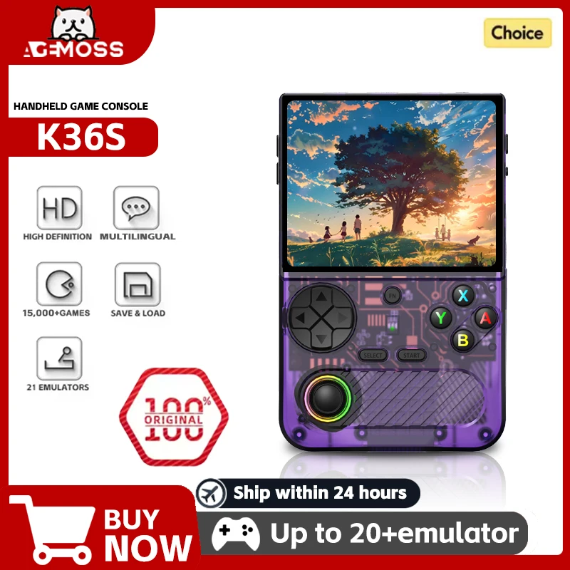 

K36S Retro Handheld Video Game Console Linux System 3.5-inch IPS Screen Portable Handheld Video Player 64GB 15000 Games