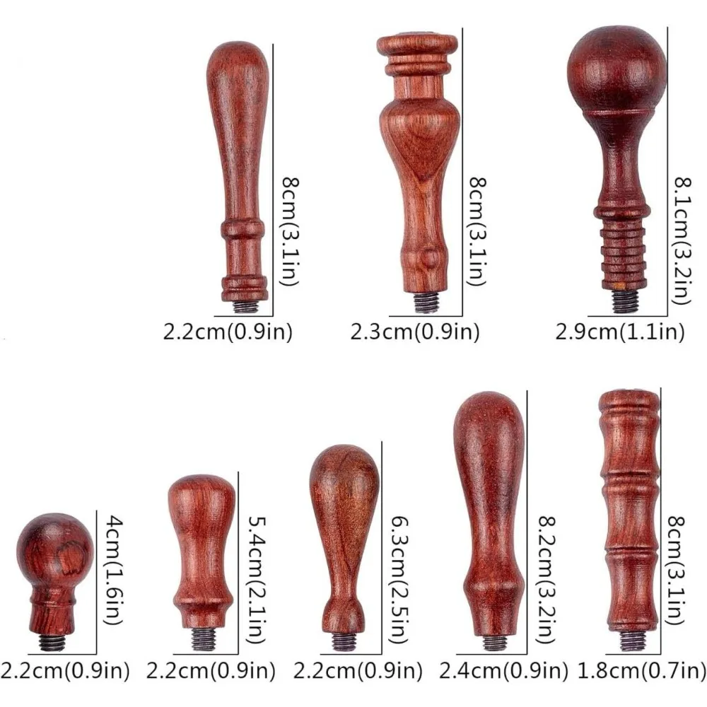 8Pcs Wax Seal Stamp Handle Only Wood Handle Replacement for Vintage Wax Sealing Stamps Removable 7mm Diameter Copper