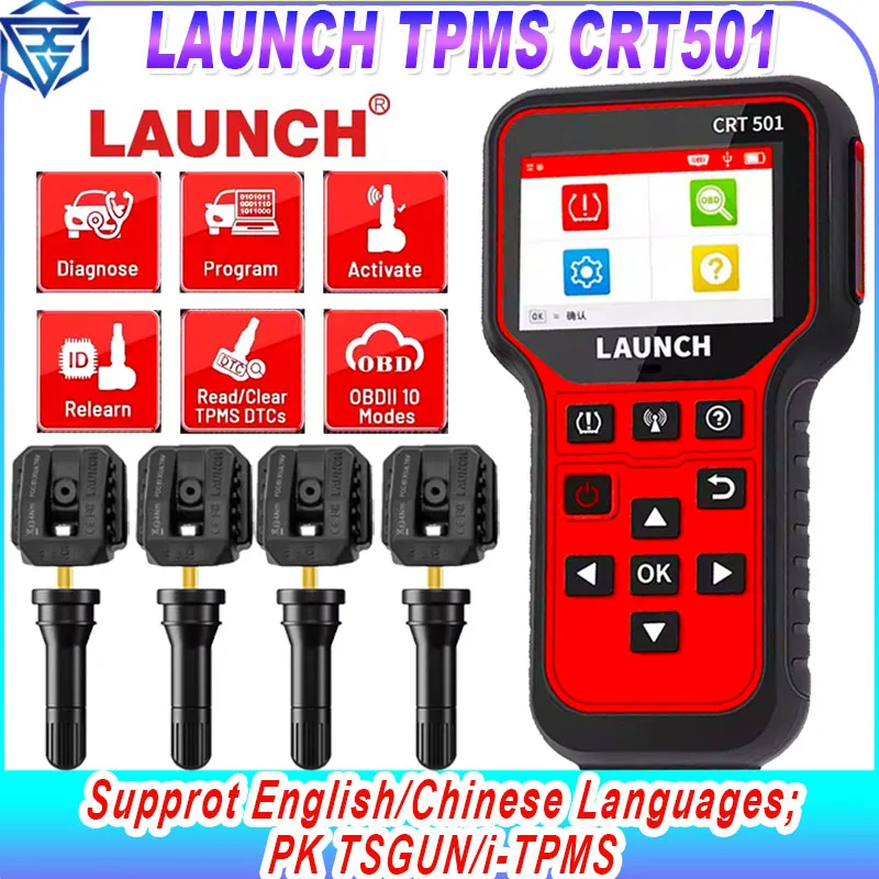 

LAUNCH CRT 501 CRT501 PK TSGUN Tire Pressure Monitor System Activate Diagnostic Tool Read Write TPMS 433/315MHZ 2 In1 RF-sensors