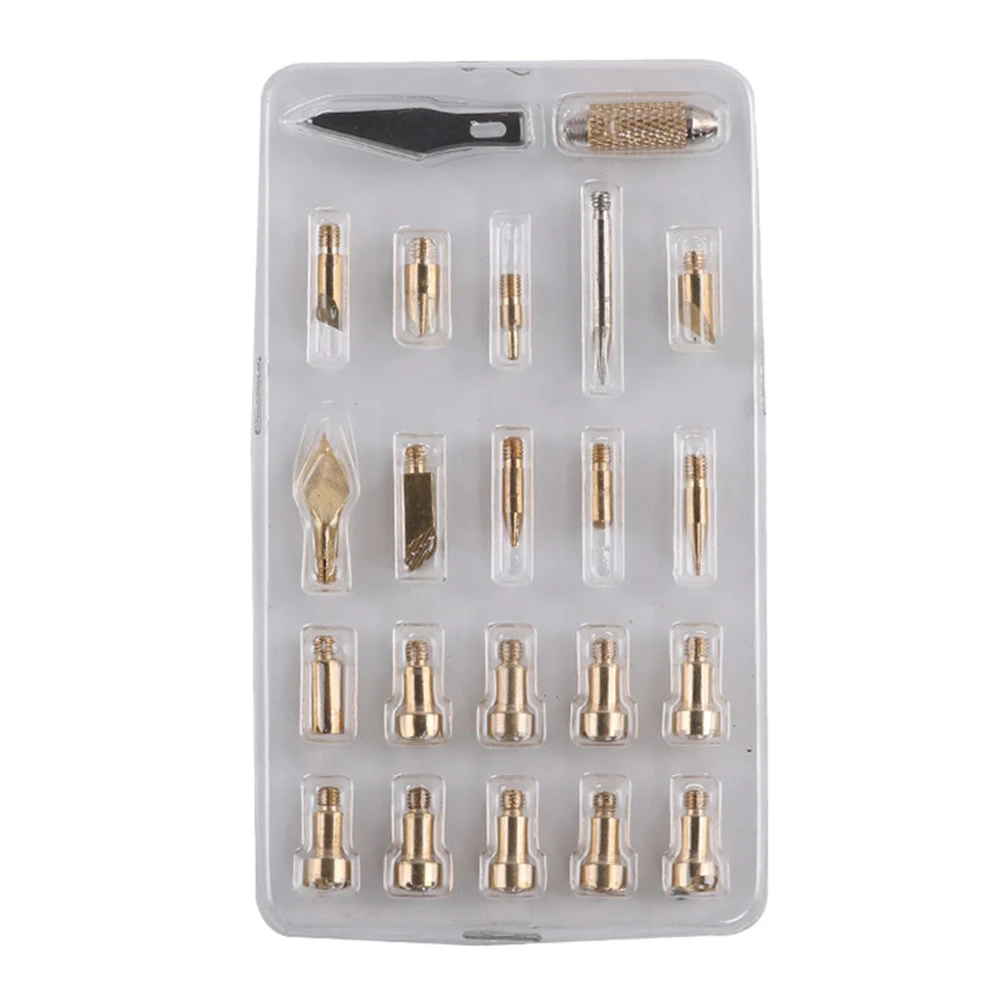 23pcs Electric Soldering Iron Tips Set Copper Wood Burning Pen Heads For Leather Engraving Carving Tools And Art Craft Hobby Kit