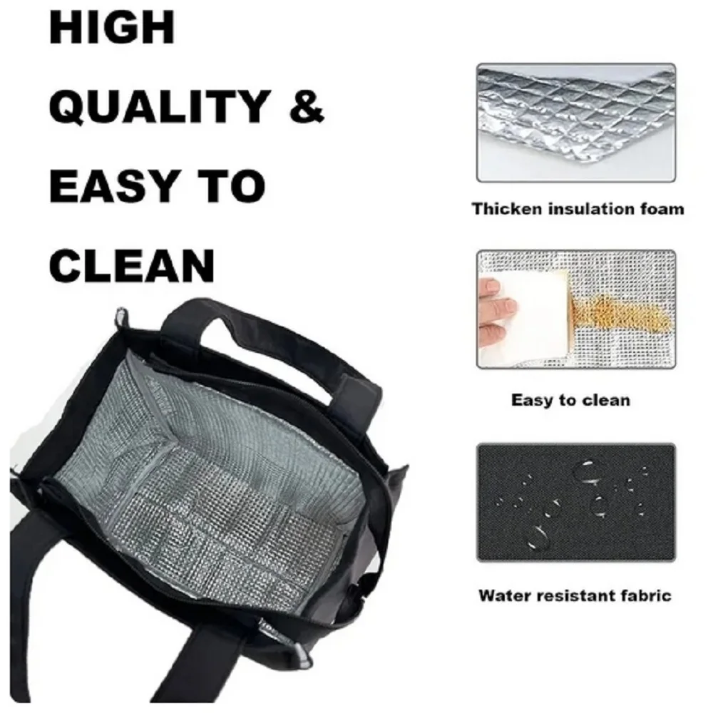 Large Capacity Lunch Bag with Aluminum Foil Insulation for Work, Simple and Practical Top Handle Bag