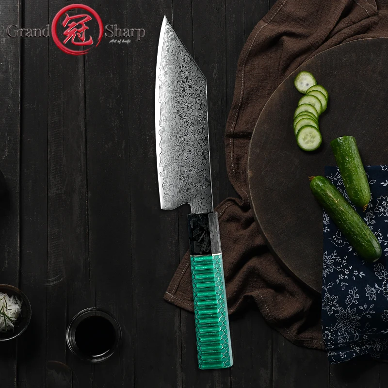 

Grandsharp 5.5 Inch Professional Kitchen Knife AUS-10 Japanese Damascus Steel Kiritsuke Knives Meat Slicing Fruit Cutting Tools