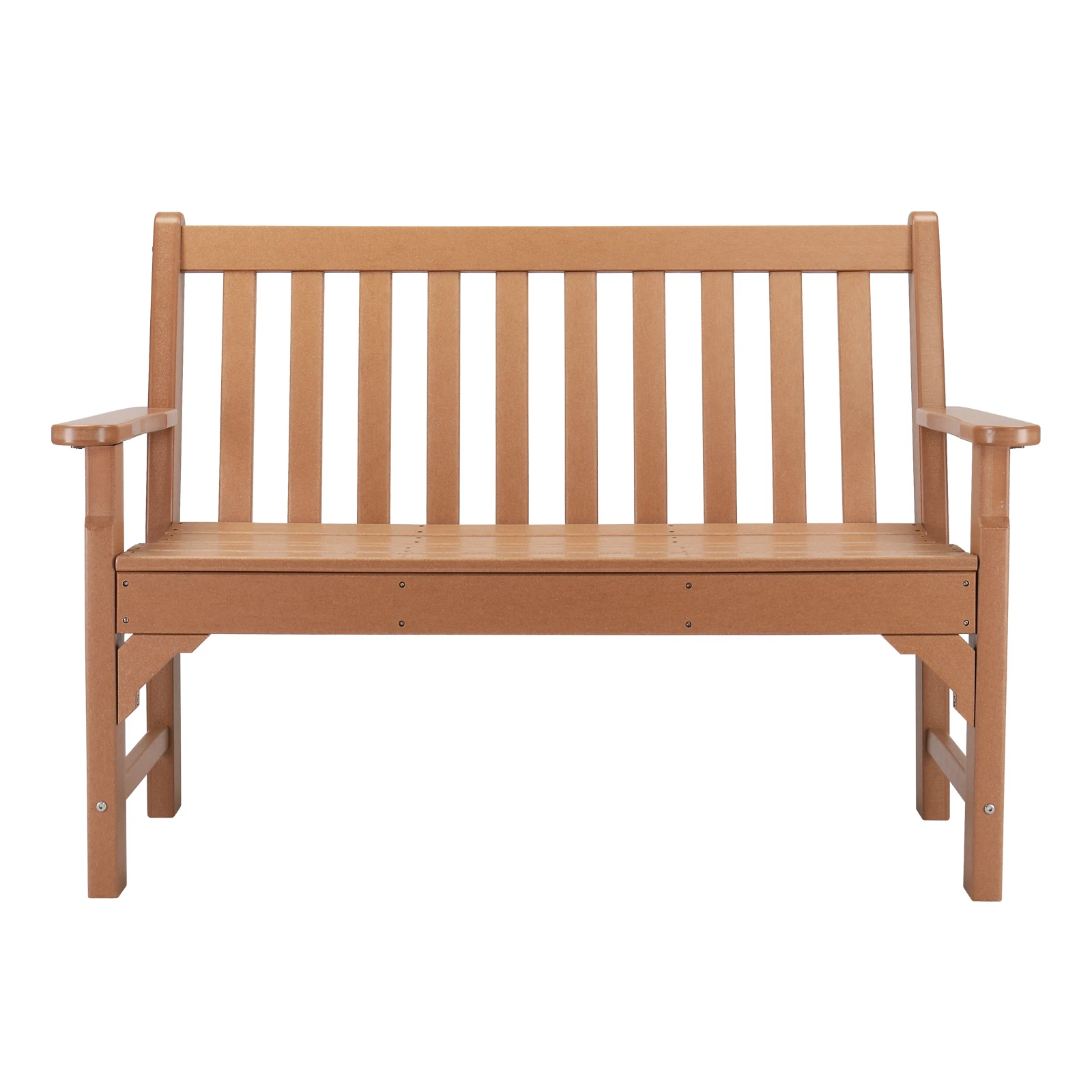 49in Vertical Backrest Teak Color HDPE Bench