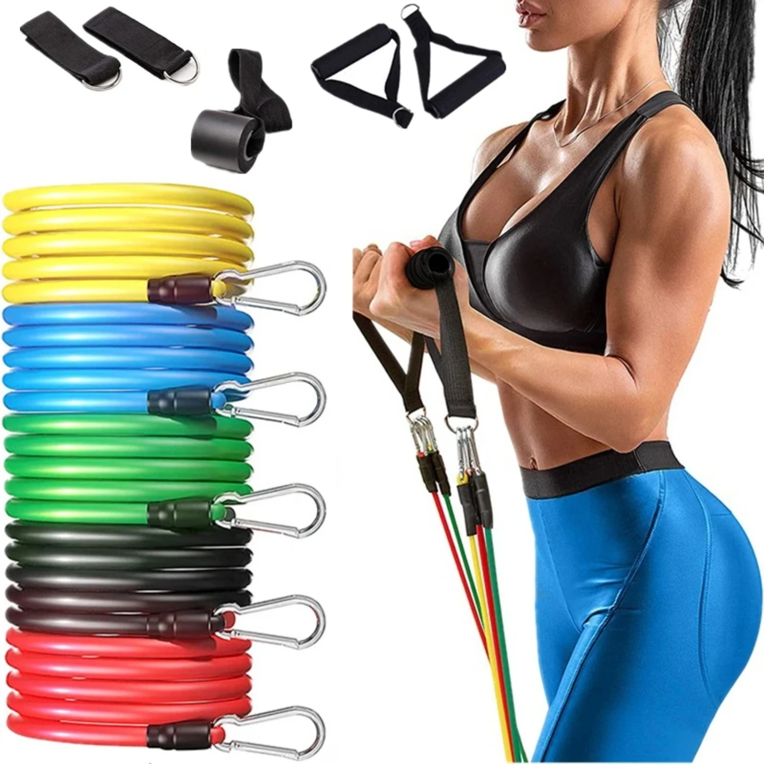 SXHWC Enhance Your Gym Fitness Workout with this Durable 11-Piece High Strength Resistance Bands Set - Get Stronger and Fitter T