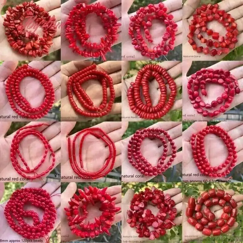 Natürliche rote Korallensteinperlen, Abstandshalter, lose Stränge, 38,1 cm, für DIY-Halskette, Armbänder, Ohrringe, Schmuckherstellung, modischer Stil