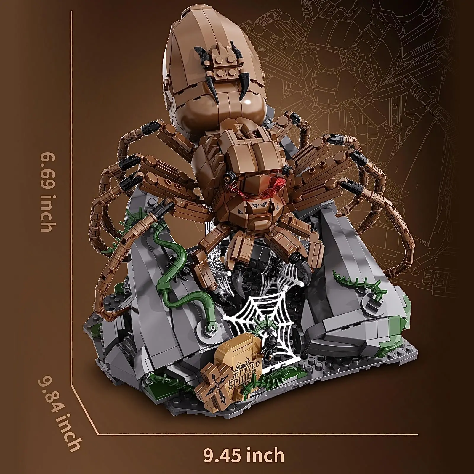 875PCS Spider Building Blocks Serie di insetti Set di giocattoli Modello di ragno Kit Decorazione per la casa o l'ufficio Regalo di costruzione dello stelo per adolescenti Ragazzi