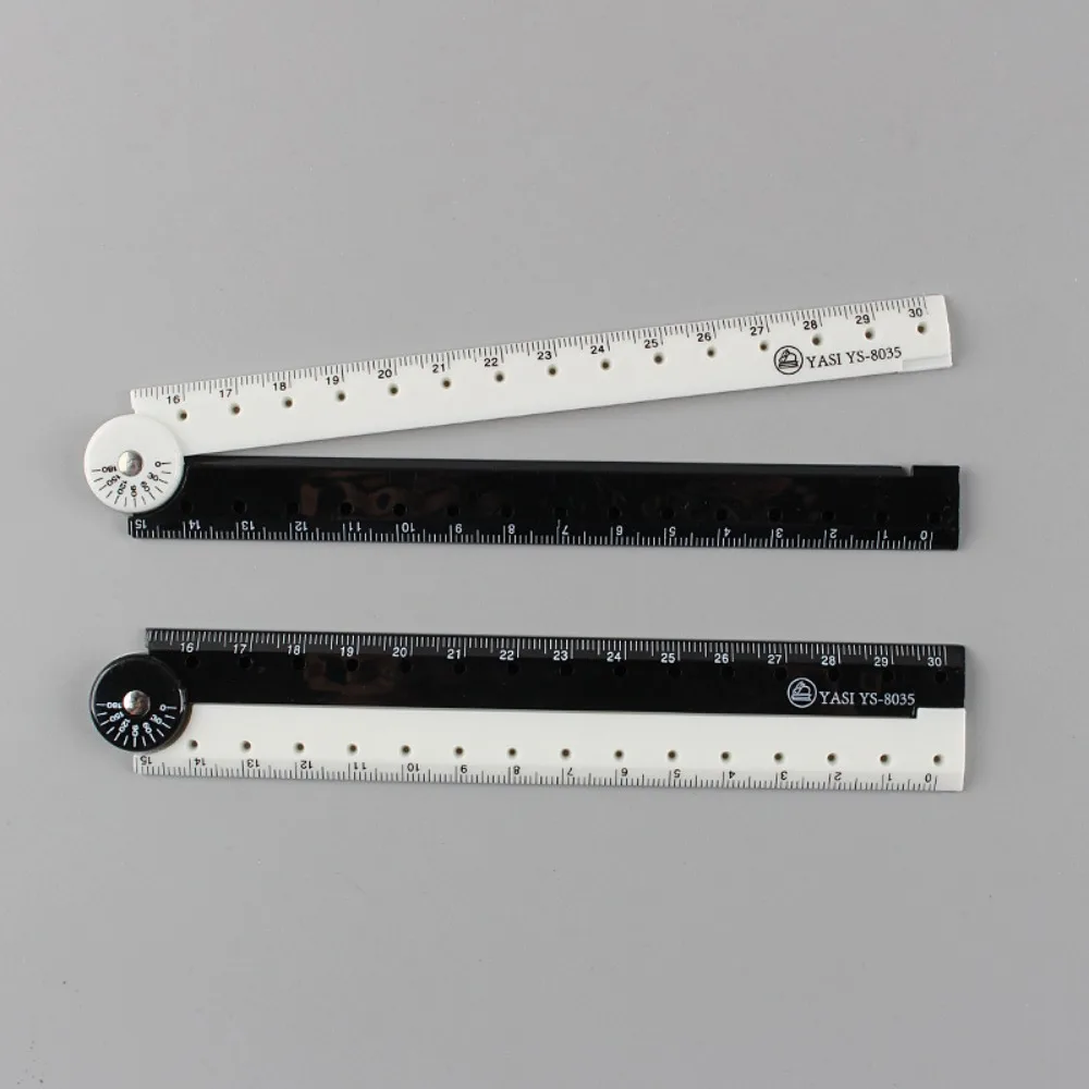 Plastic Folding Ruler Non-toxic Clear Scale Elementary School Stationery Ruler Foldable Black and White Minimalist Ruler