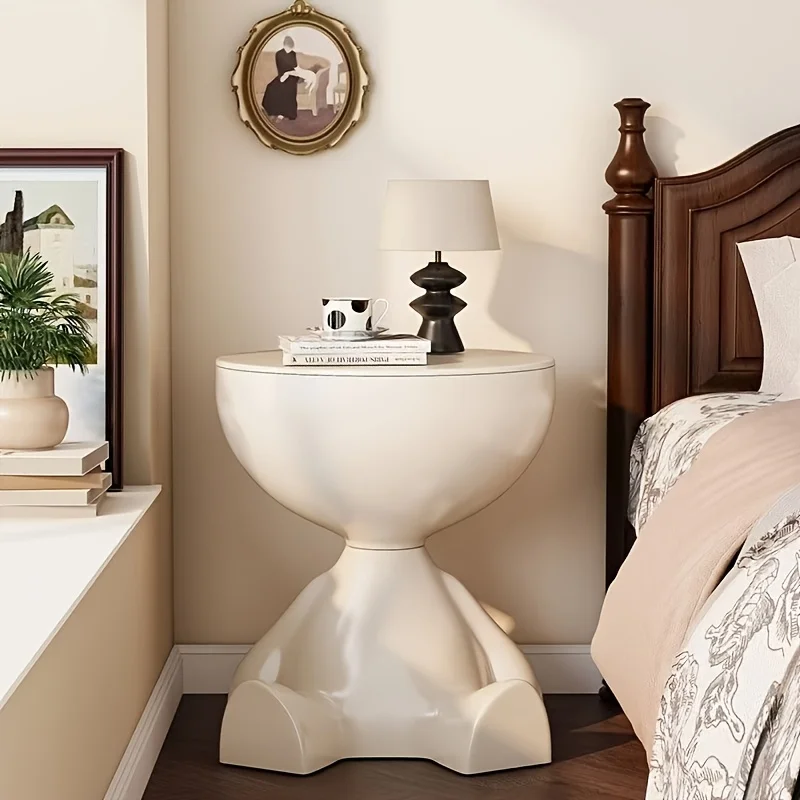 Bedside Table, Home Sofa Edge, Circular Coffee Table, Mini Bedside Table with Storage Space