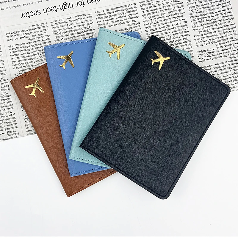 Airplane Travel Passport Cover For Women Travel Passport Case Leather Passport Wallet Purse Girl Passport Holder