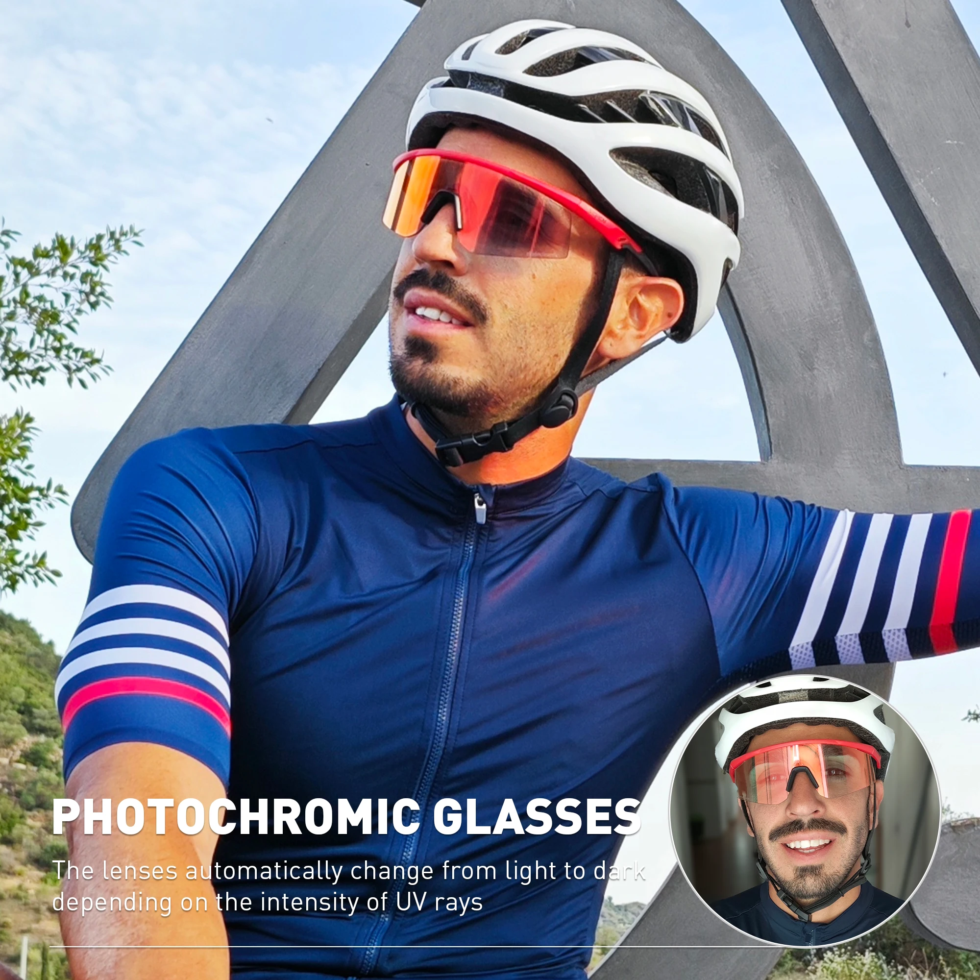 SCVCN Color Photochormic Lens Anti-fog Cycling Glasses Men High Define Lenses Sports Sunglasses Women UV400 Protection