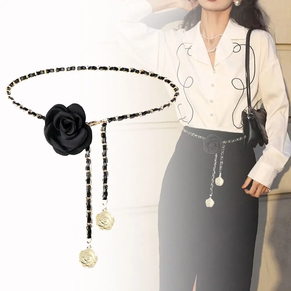 

Women's Fashion All-match Camellia Waist Chain Luxury Design Flower Chain Belt Pants Chain