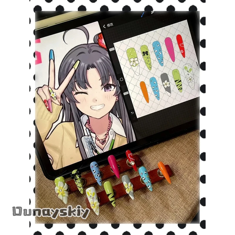 

Dream ZS*/Girls Band Cry Anon Subaru Showa Gal Cat Eye Press On Nails Cosplay Anime Music Band Gradient Color Press On Nail Art