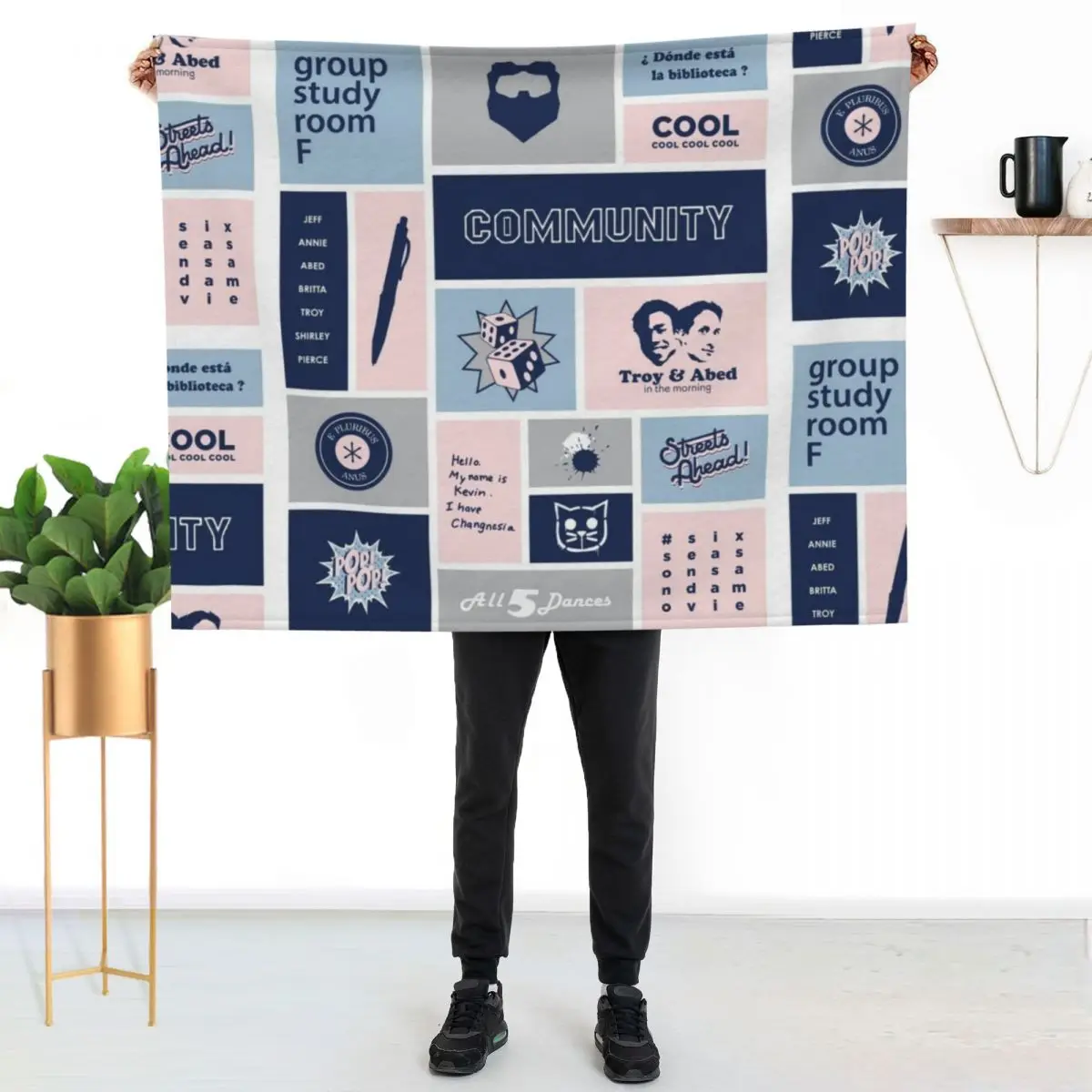 community collage gray / blue Throw Blanket Furry For Baby christmas gifts Flannel Fabric Decorative Sofa warm winter Blankets