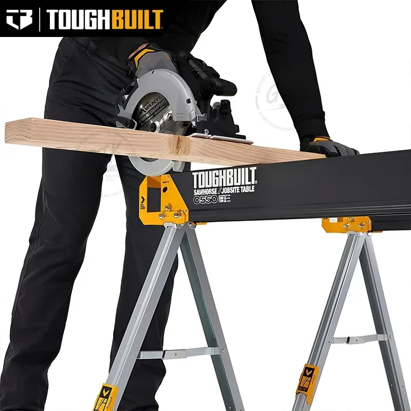ToughBuilt - طاولة المنشار/Jobsite القابلة للطي - قوية وشديدة التحمل، فولاذ عالي الجودة بنسبة 100%، مقبض سهل الحمل مقاس 41.5 بوصة - (TB-C550)