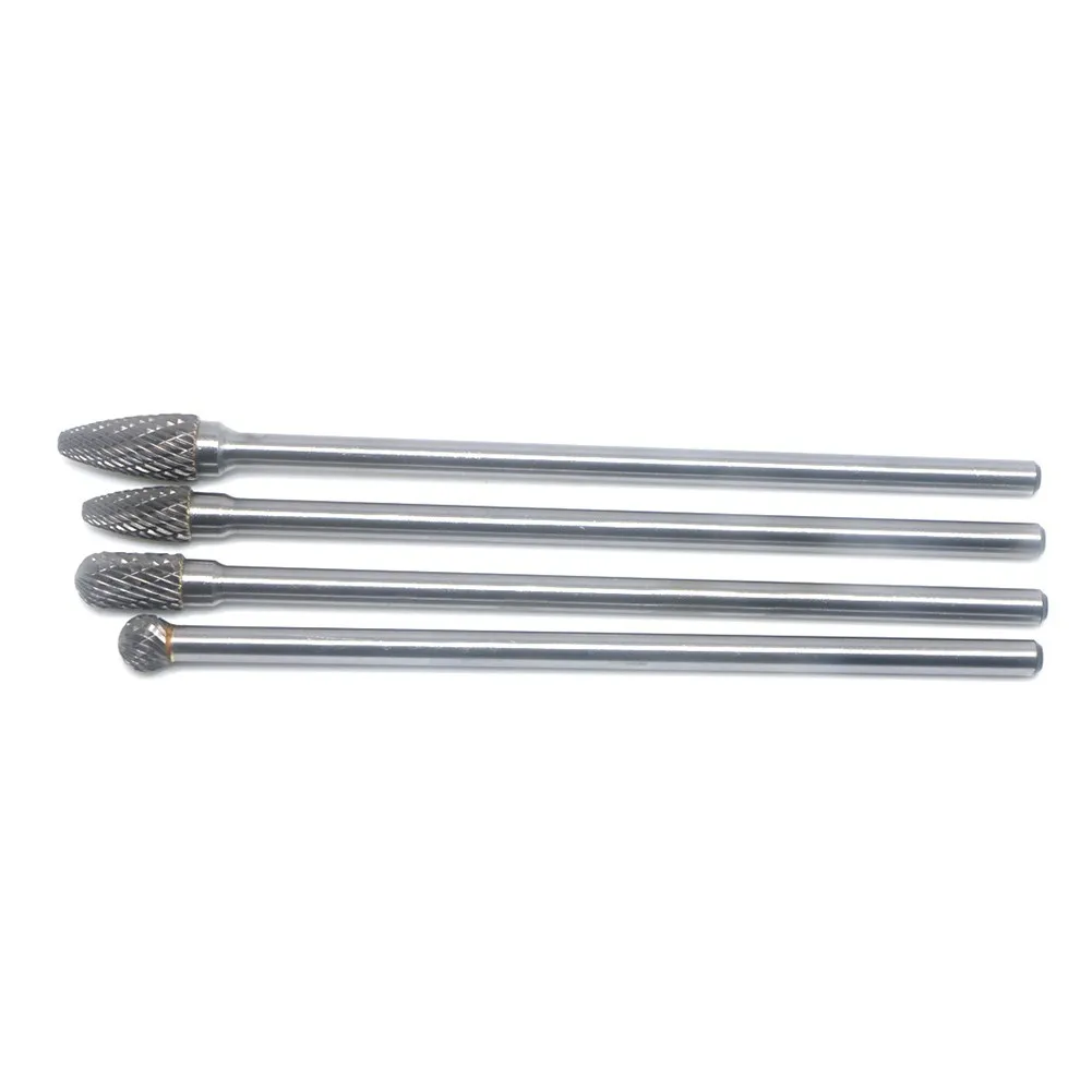 Long Reach Carbide Cutters 4pc Rotary Burrs with a Shank Diameter of 6mm Suitable for Cast Iron and Other Hard Materials