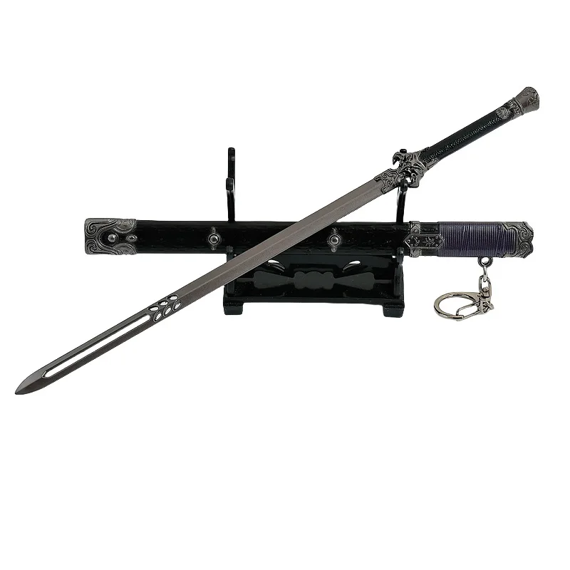 22cm/8.66in Sixteen Sound Game Peripheral Weapon Model Silent Sword All-Metal with Sheath Handicraft Toy Sword Ornament Gift