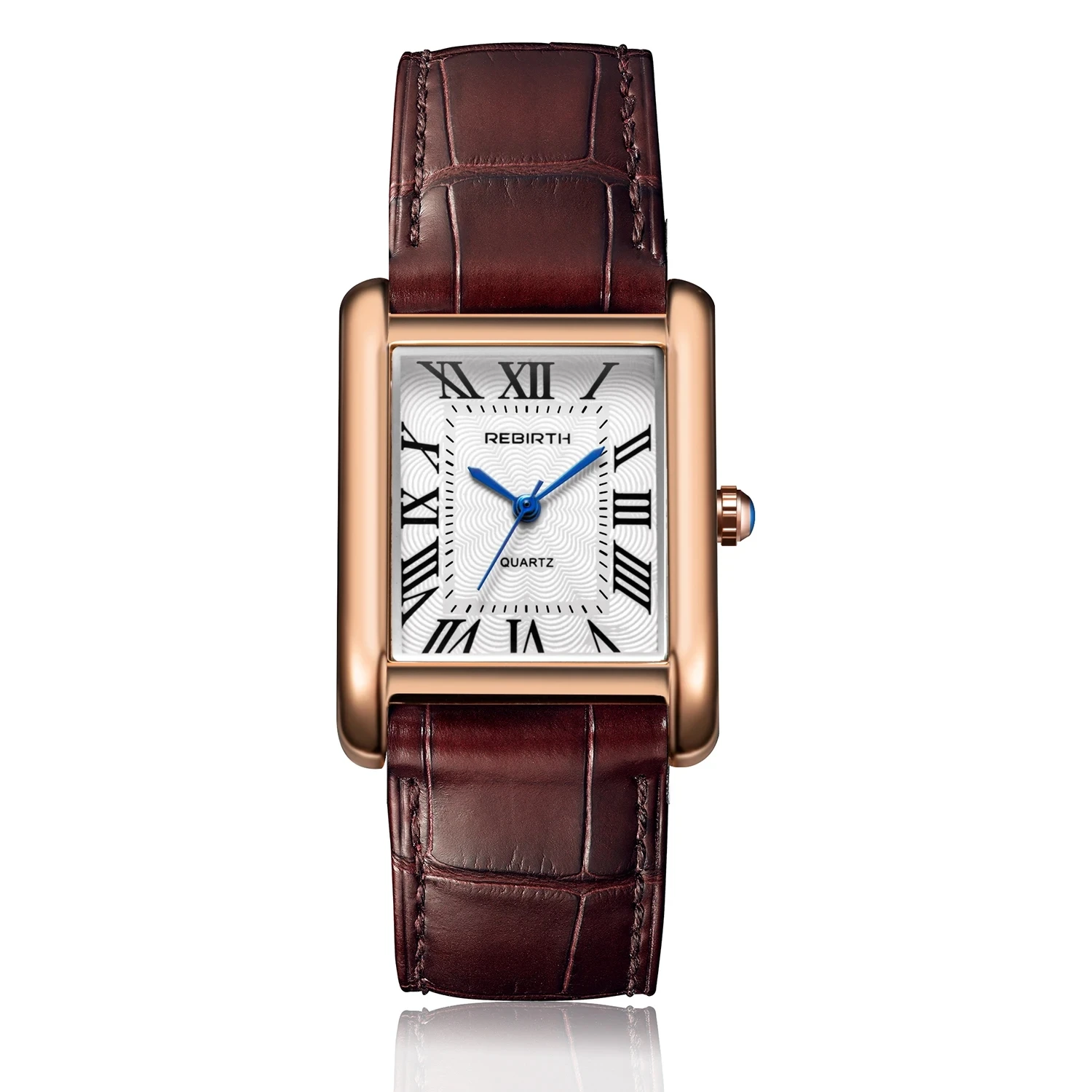 Wedergeboorte 002 Elegant mini-lichtontwerp Rechthoekige wijzerplaat Waterbestendig quartz uurwerk Zakenvrouwen Analoog polshorloge Cadeau