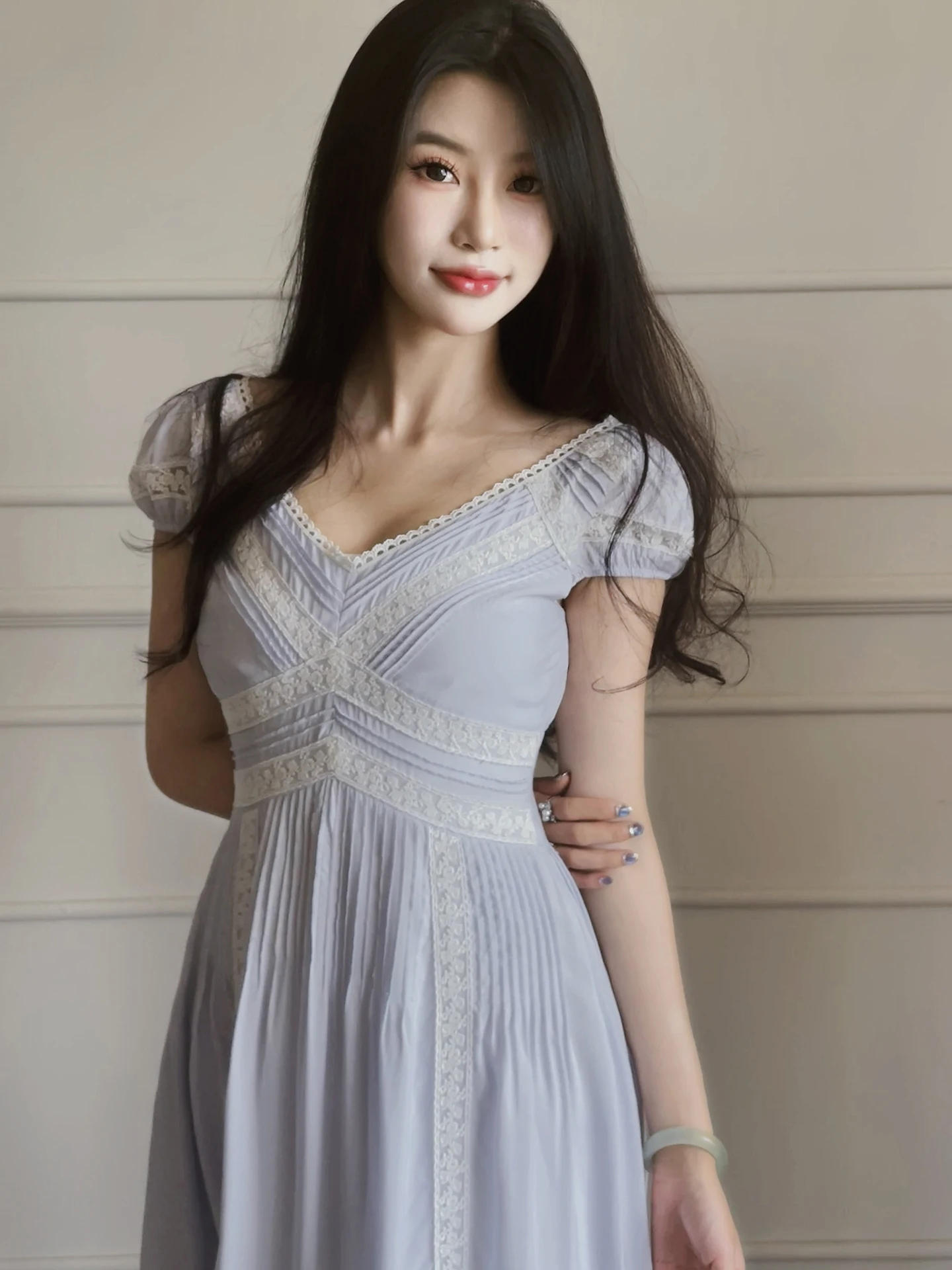 Retro Heavy Work ort Sve V-Ne Vita snellente Lunga Dr Estate Nuova fibra di poliestere Vita alta Gonna a trapezio Pendolarismo