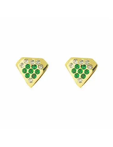 Earrings women/girl gold 9k emerald diamond