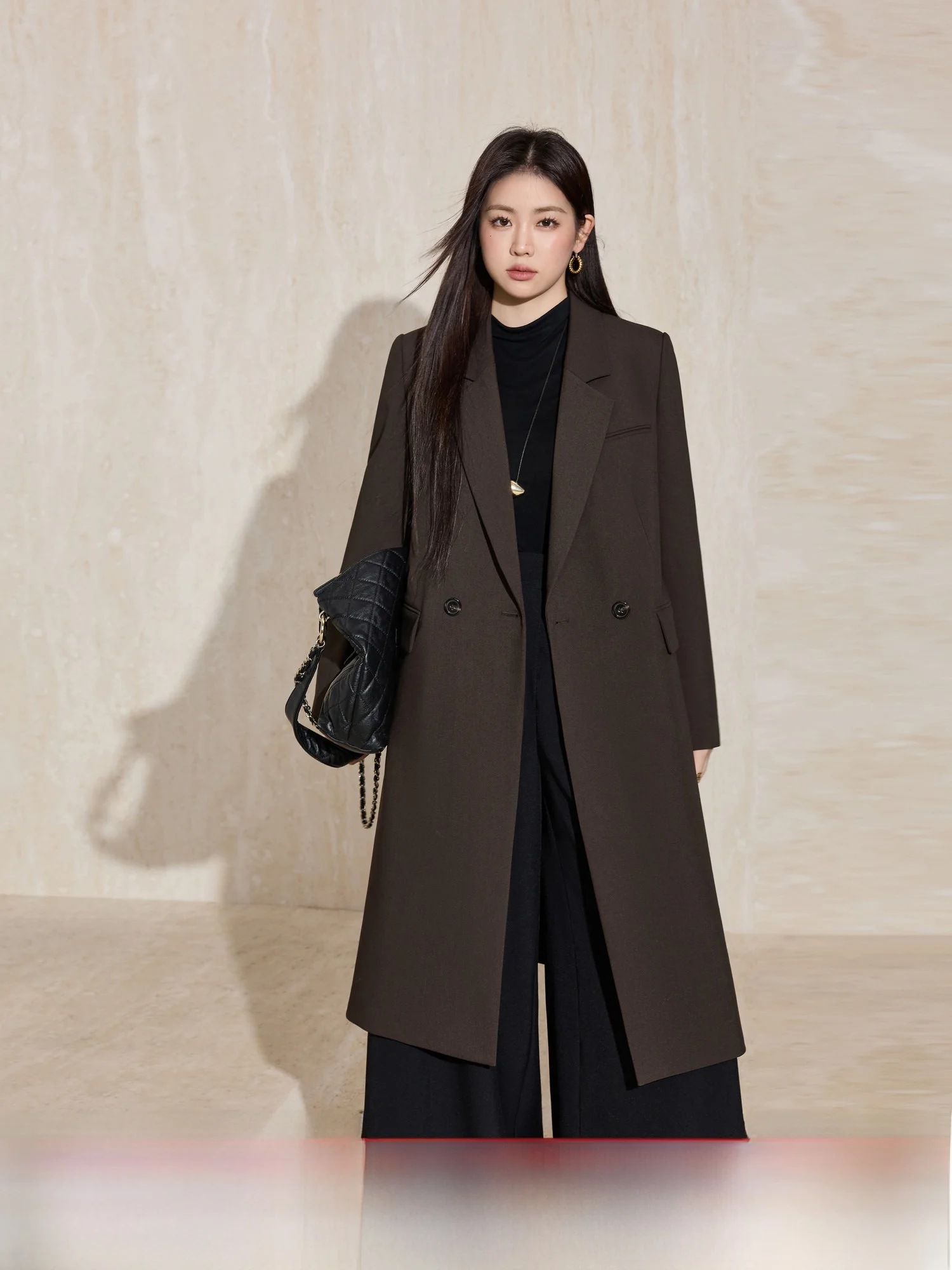 

Blue Language Large Size Women's Coffee Color Long oulder Suit Jaet 2026 Spring Super ular New Coat Commute Simple Sle