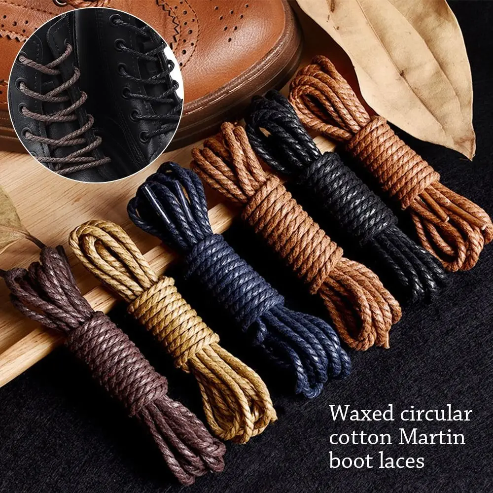 1Pair Round Shoelaces Leather Shoelaces Waterproof Waxed Cotton Shoelace Oxford Boots Laces for Shoes 150CM