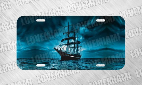 Pirate Ship Ocean Caribbean Sea Boat License Plate Auto Car Tag FREE SHIP Aluminum