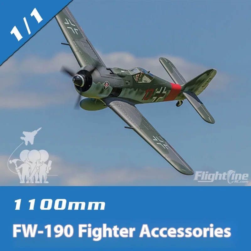 FreFukFlightline 1100mm Fw-190 accessoires d'avion Fuselage ailes principales queue plate cockpit train d'atterrissage fil
