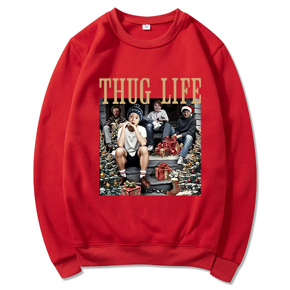 Solo en casa Película navideña Sudadera Thug Life Sudadera con capucha navideña divertida Kevin McCallister Plan de batalla Suéter Sudaderas de Navidad
