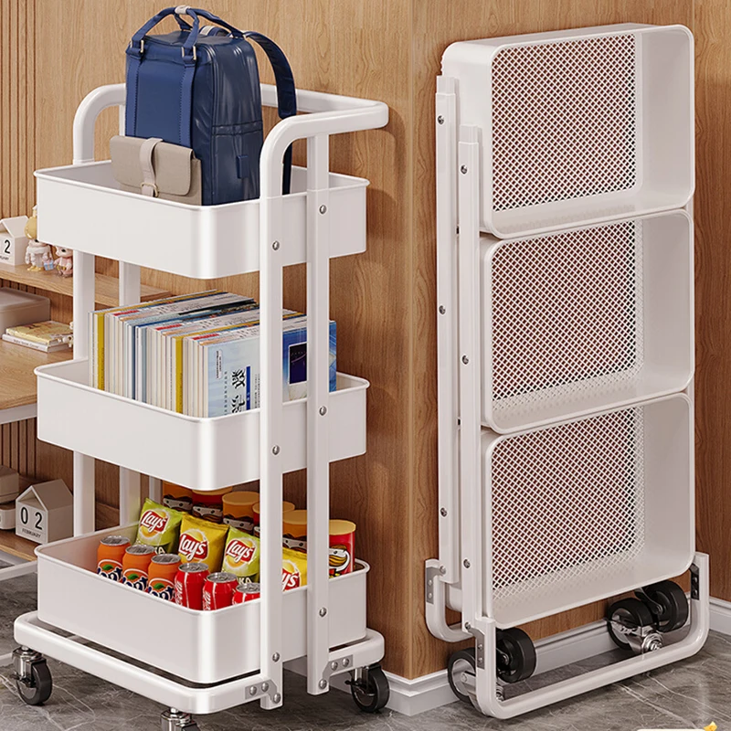 Trolley Storage Rack Floor To Ceiling Multi-layer Backpack Storage Rack Kitchen Bedroom Mobile Bookshelf Salon Furniture