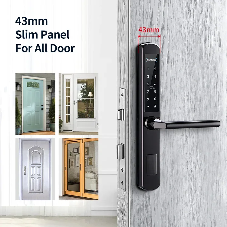 Double sides Password Smart Aluminum door lock Euro 3085 mortise ttlock card Pincode digital Door Lock for broken bridge Door