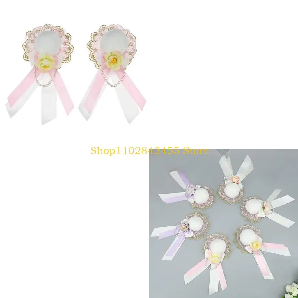 

49MC кружевной бант заколка для волос для женщин зажим для ленты с бантом Лолита кружевная заколка для волос с бантом горничная