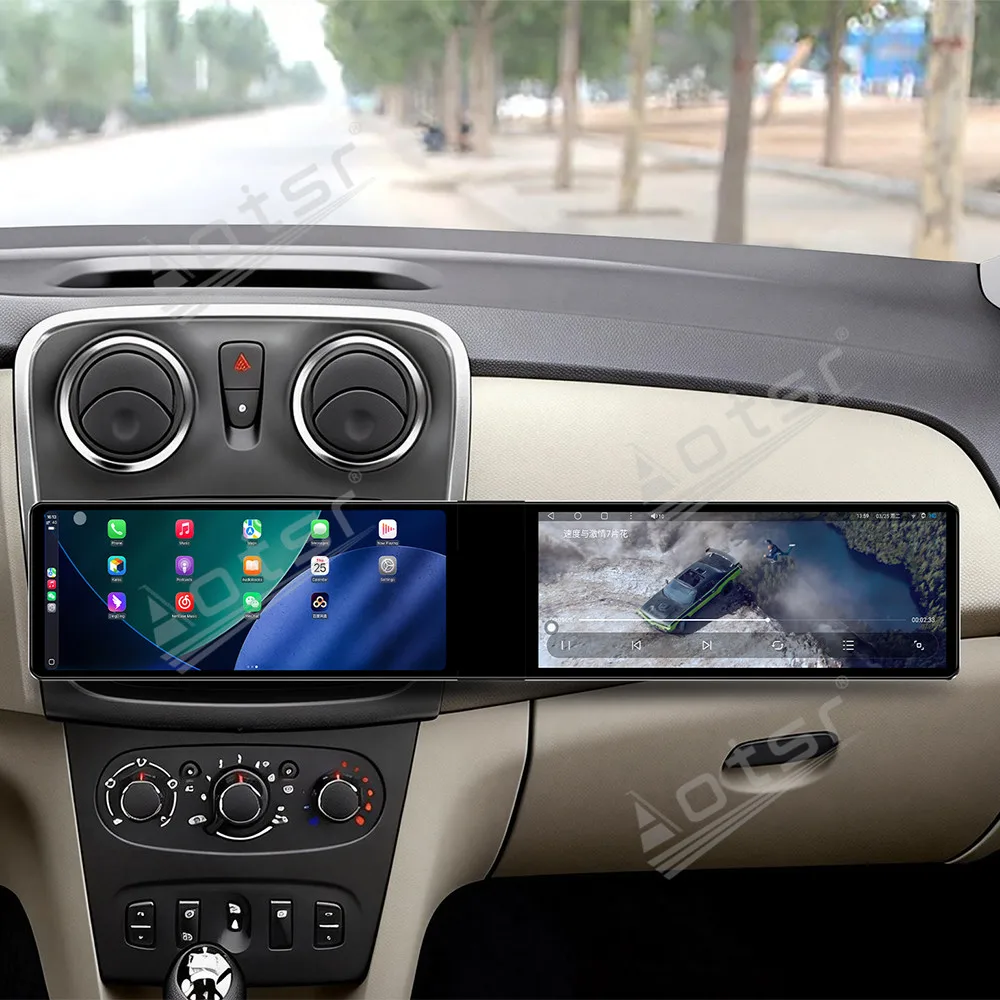 

Двойной 12,3-дюймовый автомобильный мультимедийный центр Qualcomm Carplay Android для Renault Logan Dacia Duster 2009~2015, GPS-радиоприемник для автомобиля