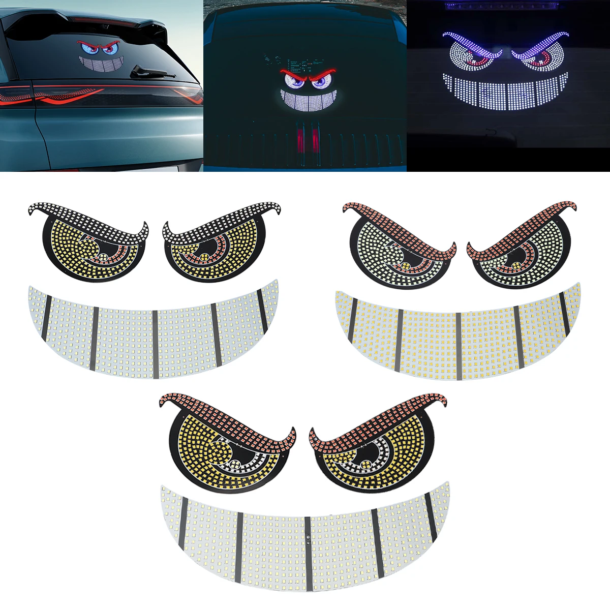

5V USB Devil's Eye Led Display Pixel Panel Car Front and Rear Windshield Warning Light Dynamic Strobe Decorative Signal Lights