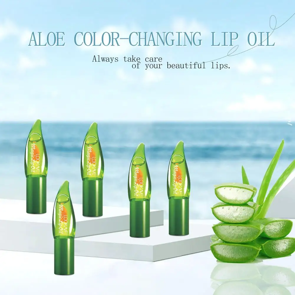 Aloe Vera Farbwechselnder Lippenstift, langanhaltende, feuchtigkeitsspendende Lippenpflege, nährender, lichtbeständiger Balsam, temperaturaktiviert, L T9G1