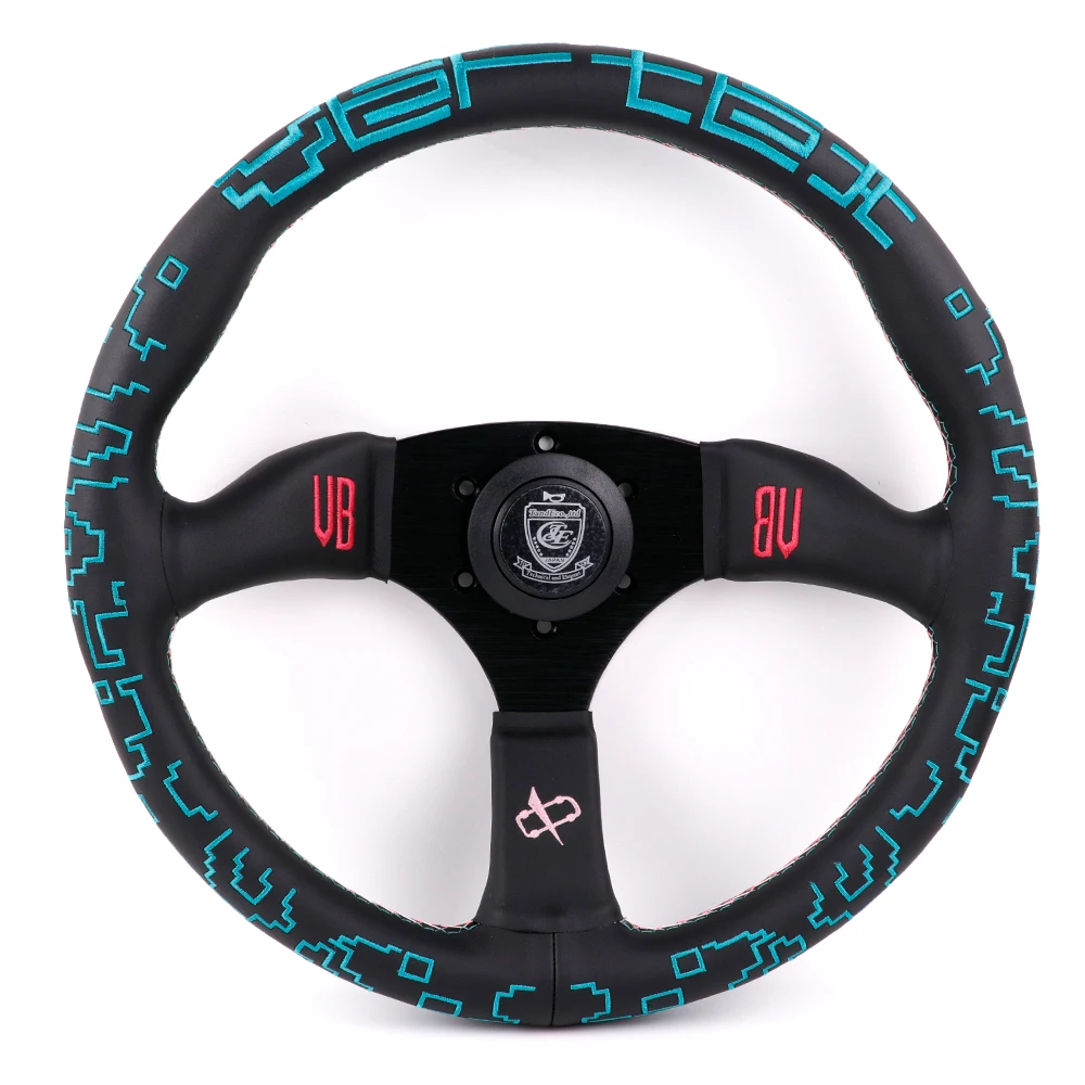 Universal Racing Vertex Steering Wheel 350MM/14inch Leather BOWZ T&E VERTEX Steering Wheel For Toyota VW BMW Honda