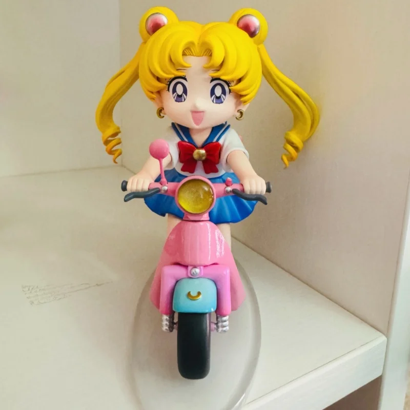 New 13cm Sailor Moon Anime Figure Little Motorcycle Moon Hare Figure Pvc Gk Statue Figurine Model Doll Ornament Toys Gift