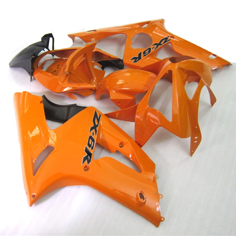 Top Selling Injection Molding Motorcycle for Kawasaki Ninja ZX6R fairing kit 2003 2004 orange black fairing set zx6r 03 04 BN24