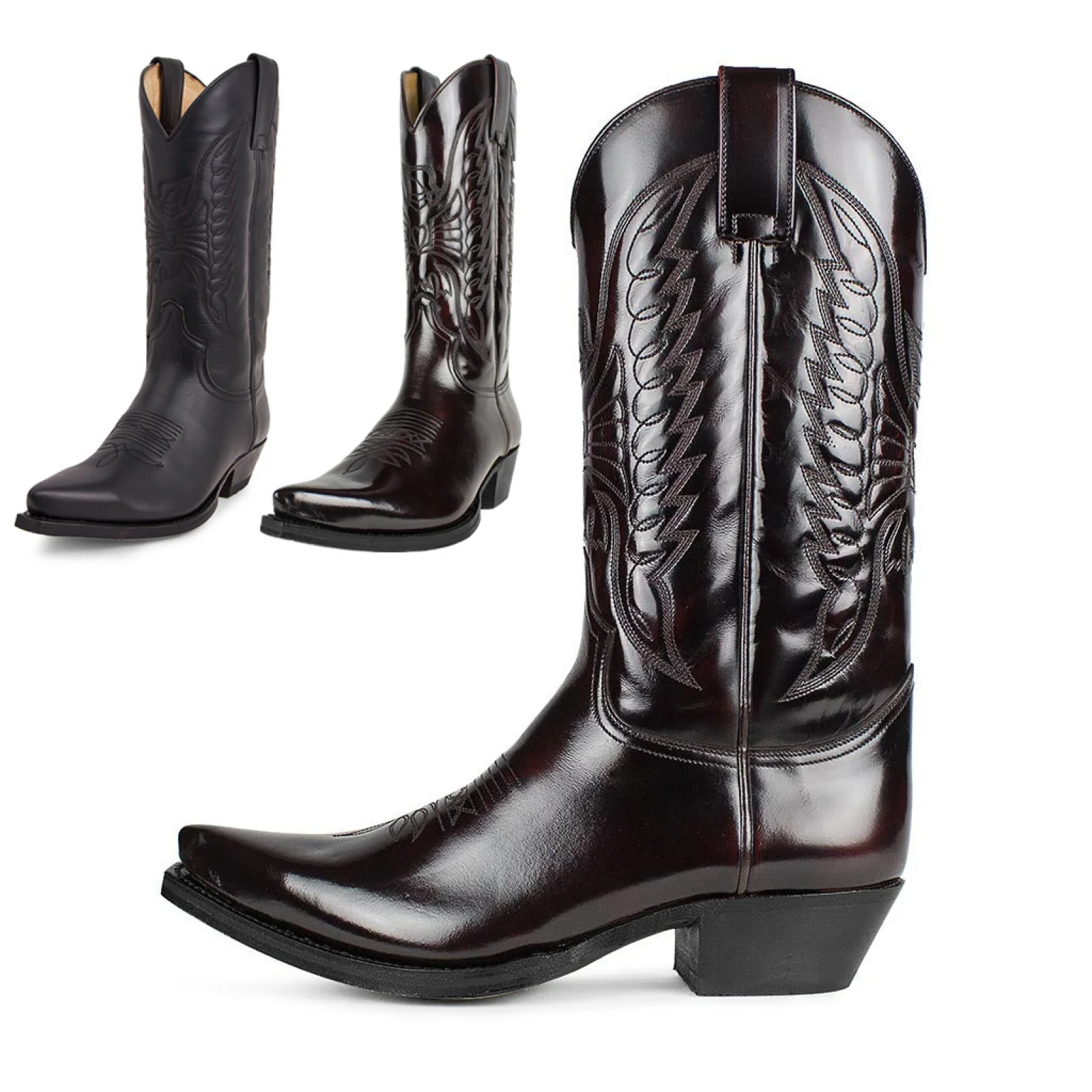 Classic Mid-calf Boots Women Fashion Embroidered Western Cowboy Boots for Men Pu Leather Cowgirl Boots Thick Heels Shoes