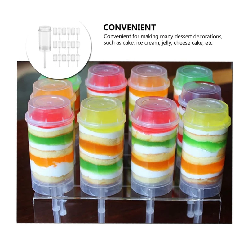 40Pcs Food Pusher Round Shaped Push-Pops Cake Cup With Lid Cake Push Pops Containers Cakepop Round Plastic Container