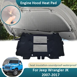 For Jeep Wrangler JK 2007~2017 Front Hood Engine Heat Insulation Pad Cotton Cover Thermal Soundproof Fireproof Car Accessories