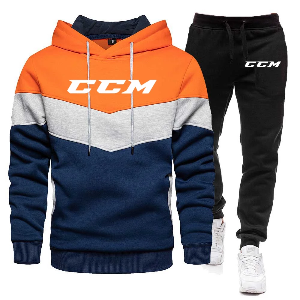 Conjuntos esportivos masculinos casuais, moletom com capuz, conjunto de agasalho, moletons e calças, terno masculino, marca de moda CCM, outono